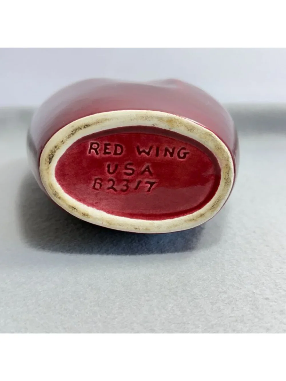 Vintage Red Wing Pottery Vase 1953 Anniversary Drip Glaze Oxblood Maroon B2317 - Picture 7 of 16